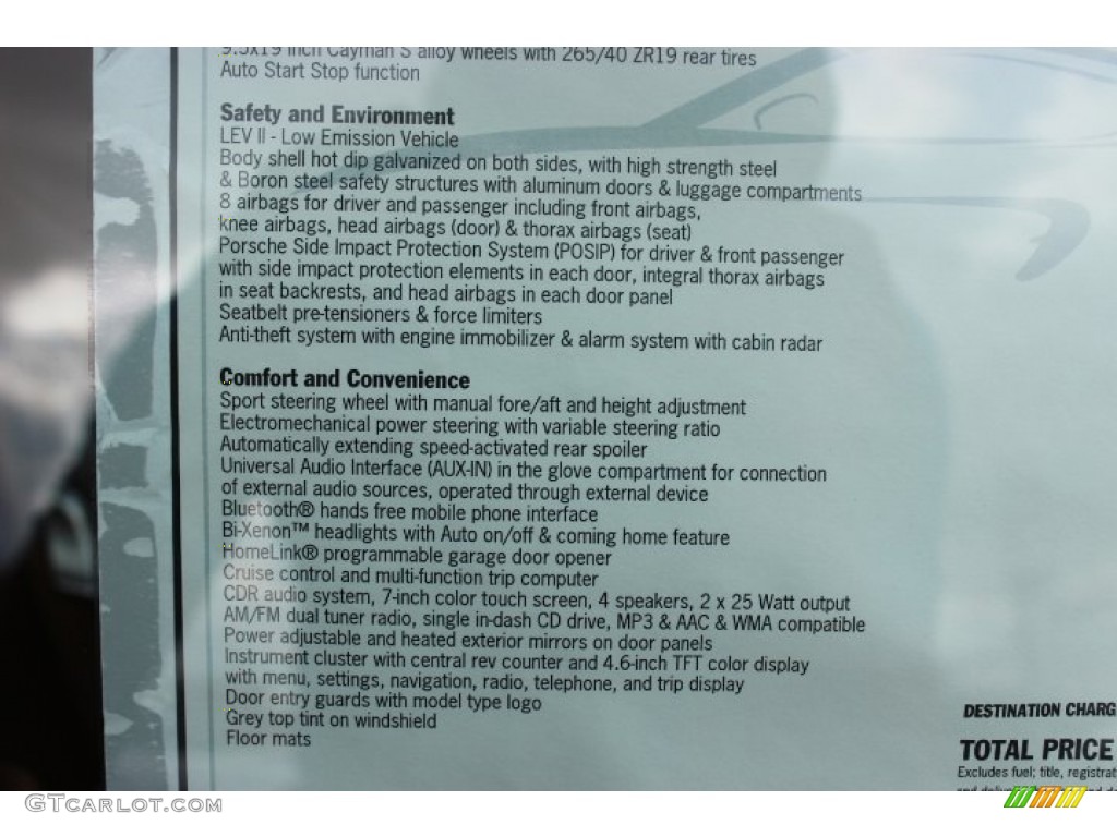 2014 Porsche Cayman S Window Sticker Photo #86310807