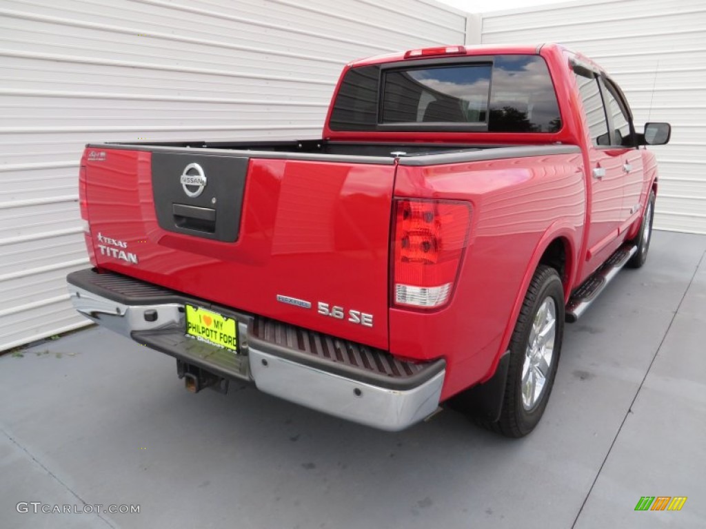 2010 Titan SE Crew Cab - Red Alert / Charcoal photo #4