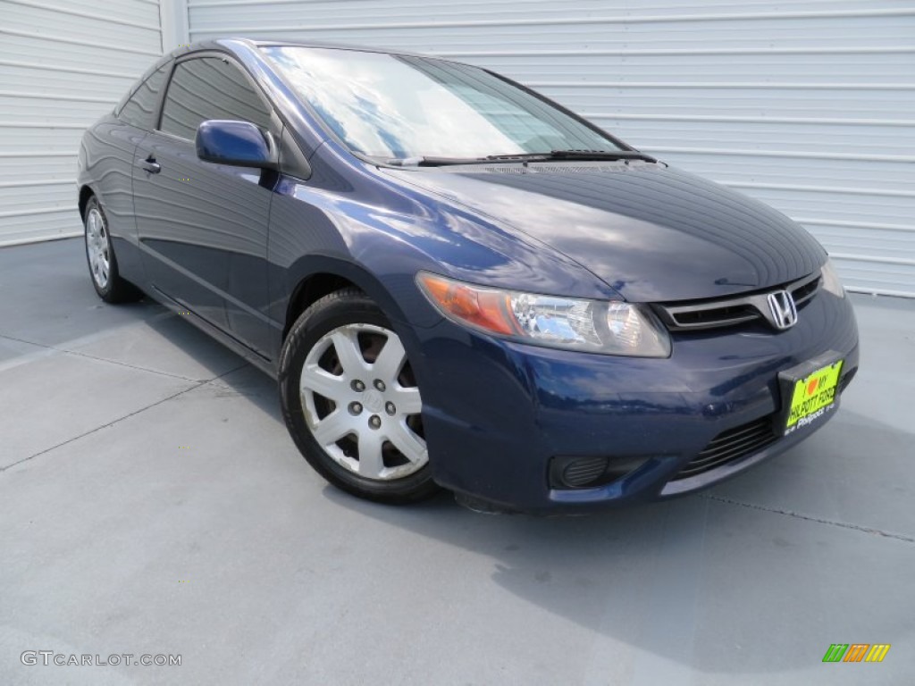 2007 Civic LX Coupe - Royal Blue Pearl / Gray photo #2