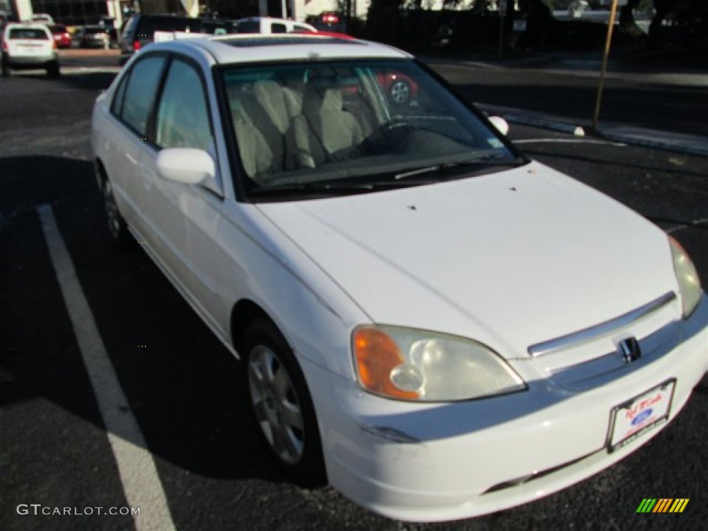 2002 Civic EX Sedan - Taffeta White / Gray photo #1