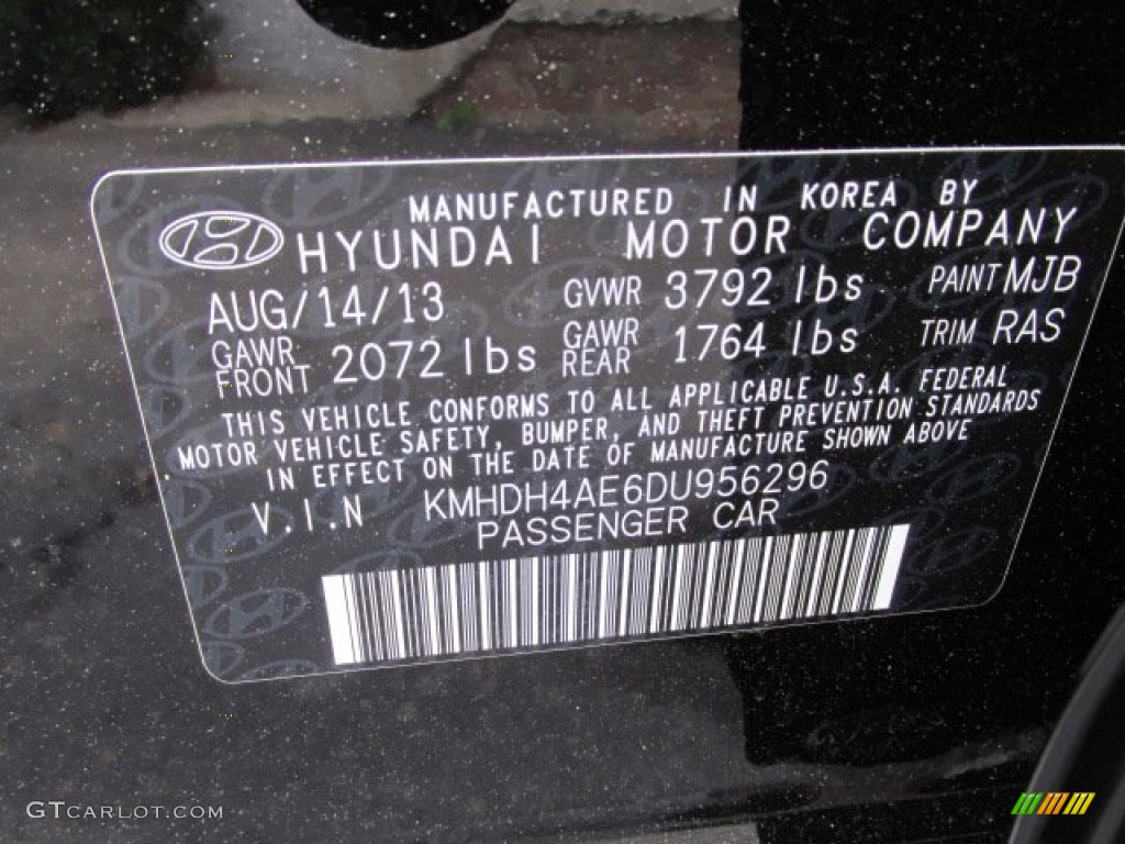 2013 Elantra GLS - Black / Gray photo #15