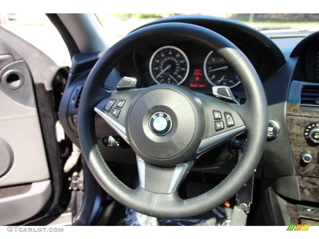 2008 BMW 6 Series 650i Coupe Black Steering Wheel Photo #86338492