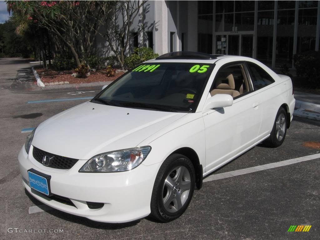 2005 Civic EX Coupe - Taffeta White / Ivory photo #4