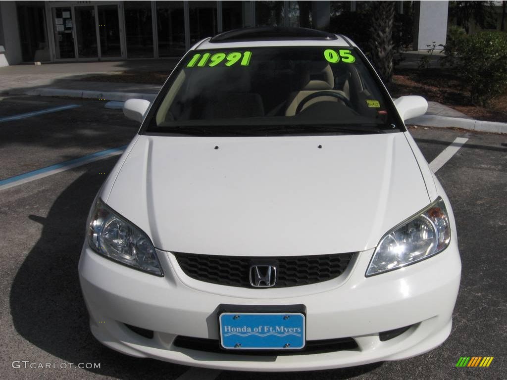 2005 Civic EX Coupe - Taffeta White / Ivory photo #7