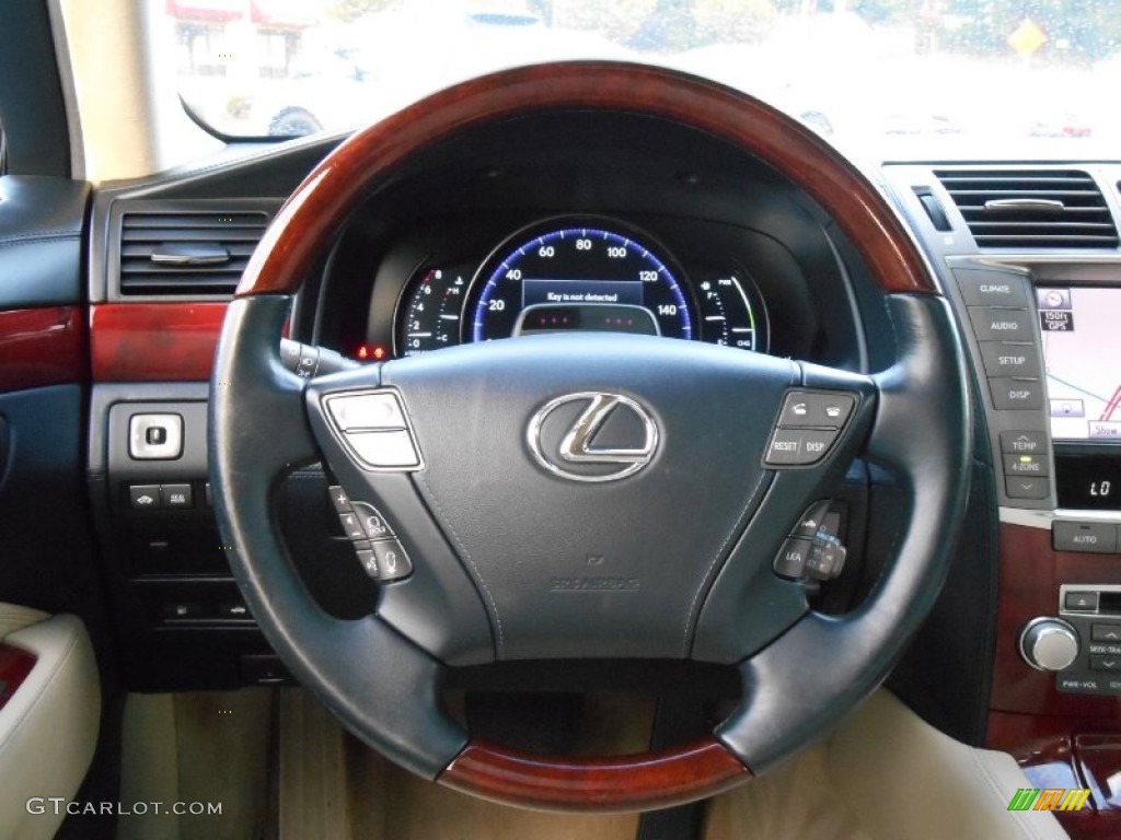 2011 Lexus LS 600h L AWD Hybrid Black Steering Wheel Photo #86350711