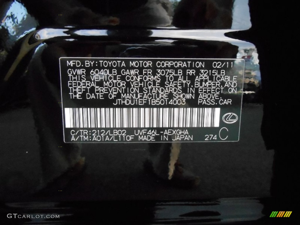 2011 Lexus LS 600h L AWD Hybrid Color Code Photos