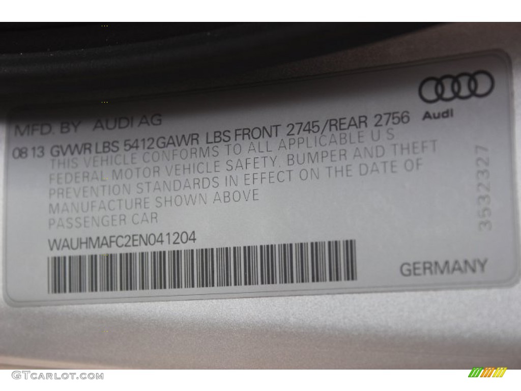 2014 Audi A6 3.0 TDI quattro Sedan Info Tag Photos