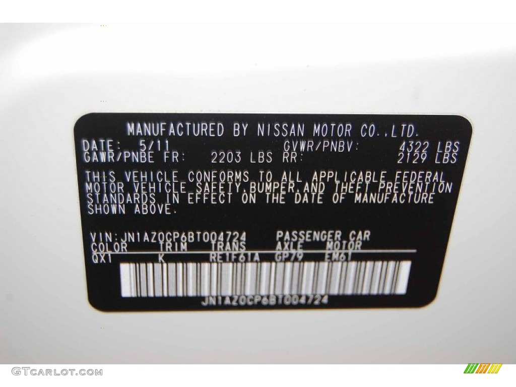 2011 Nissan LEAF SL Color Code Photos