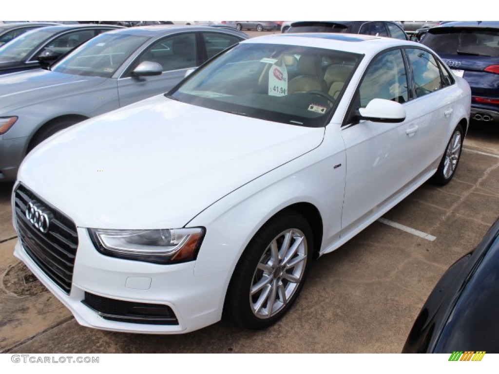 2014 A4 2.0T quattro Sedan - Ibis White / Velvet Beige/Black photo #3