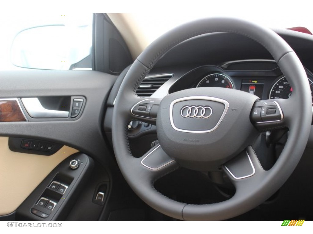 2014 Audi A4 2.0T quattro Sedan Velvet Beige/Black Steering Wheel Photo #86361798