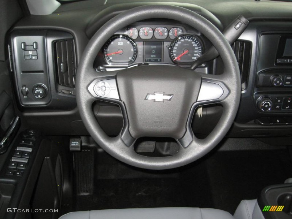 2014 Chevrolet Silverado 1500 WT Double Cab Jet Black/Dark Ash Steering Wheel Photo #86365197