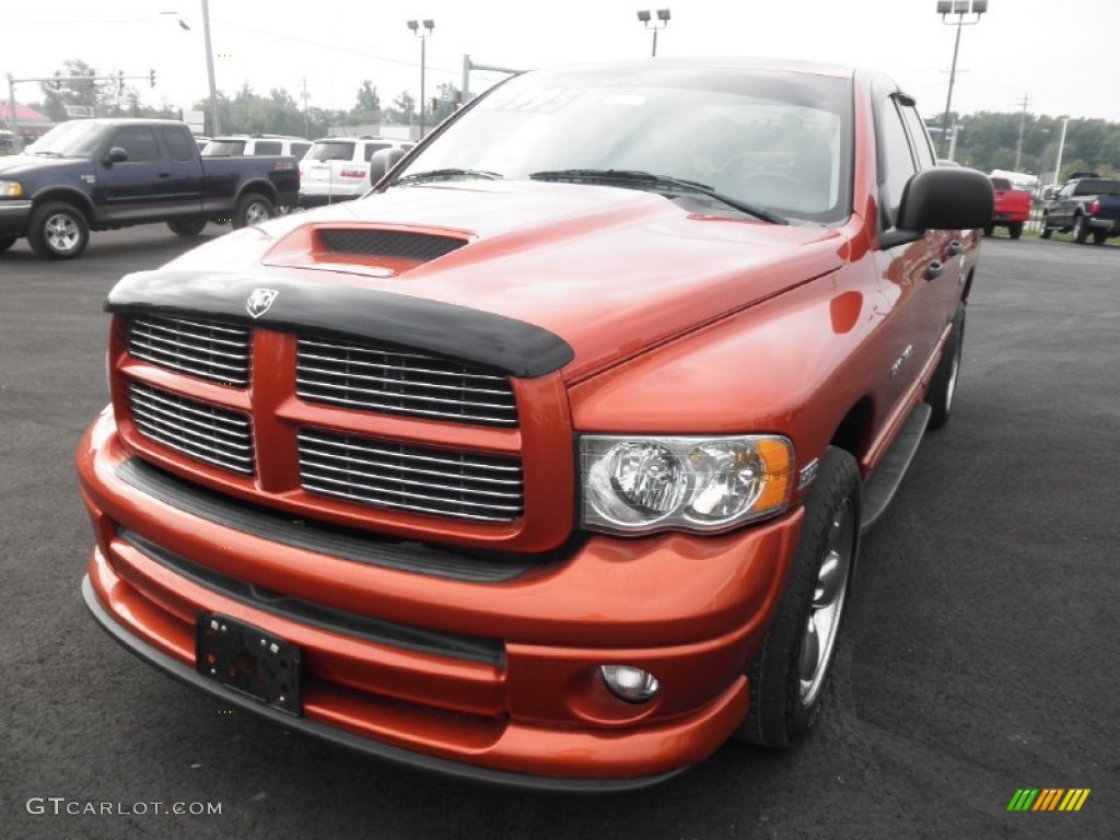 2005 Ram 1500 SLT Daytona Quad Cab - Go ManGo! / Dark Slate Gray photo #3