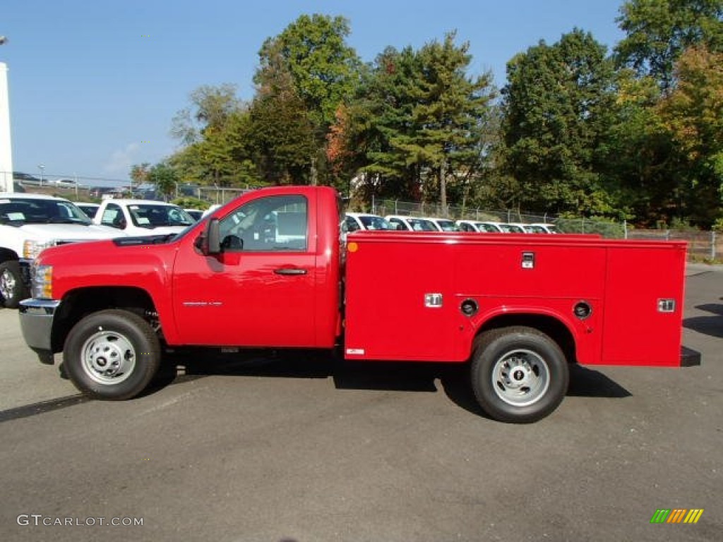 Victory Red 2014 Chevrolet Silverado 3500HD WT Regular Cab Dual Rear Wheel 4x4 Utility Exterior Photo #86369595