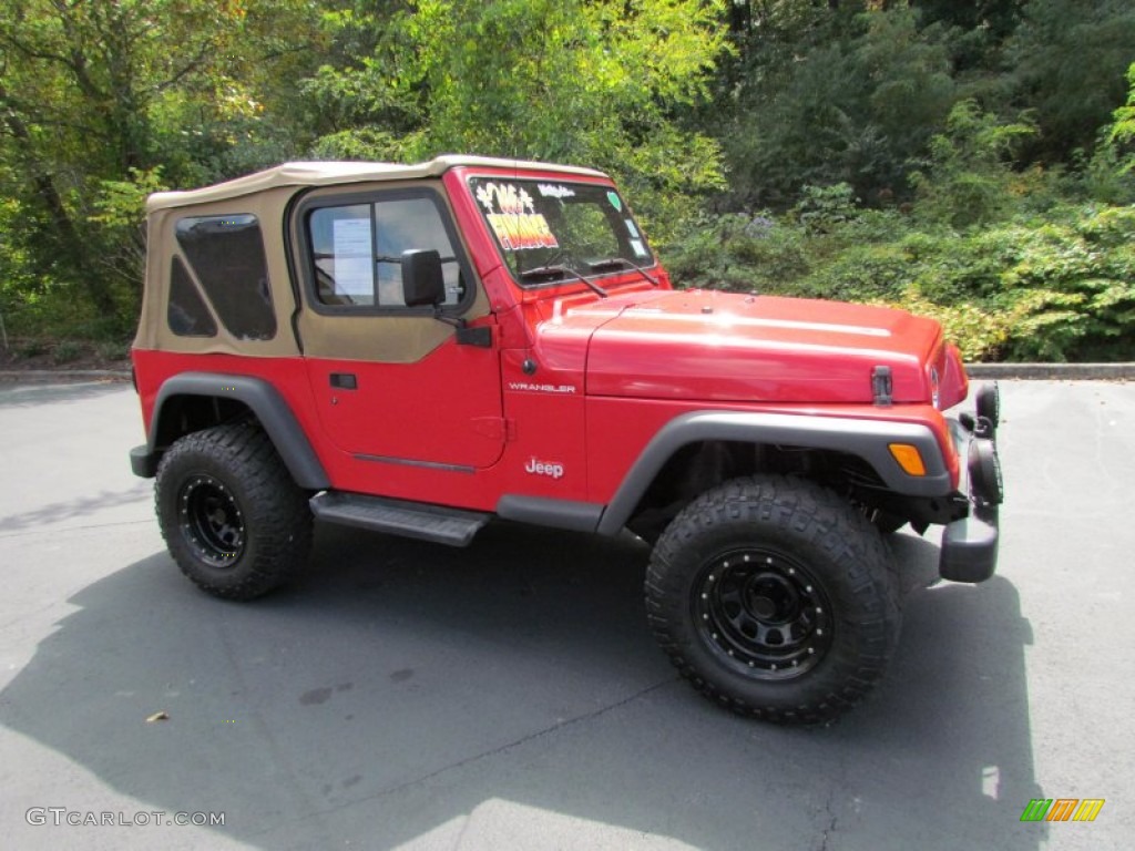 1997 Wrangler SE 4x4 - Flame Red / Gray photo #2