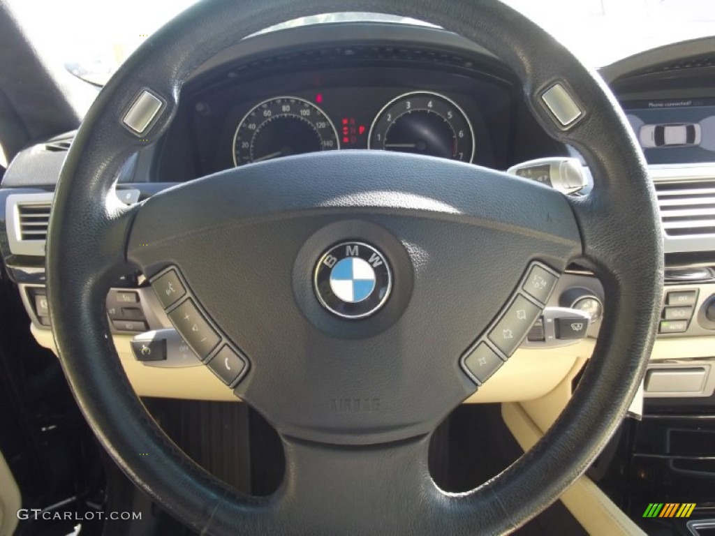 2007 BMW 7 Series 750i Sedan Beige Steering Wheel Photo #86377335