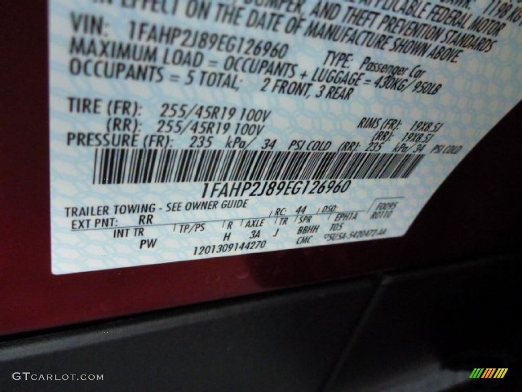 2014 Taurus Color Code RR for Ruby Red Photo #86377386