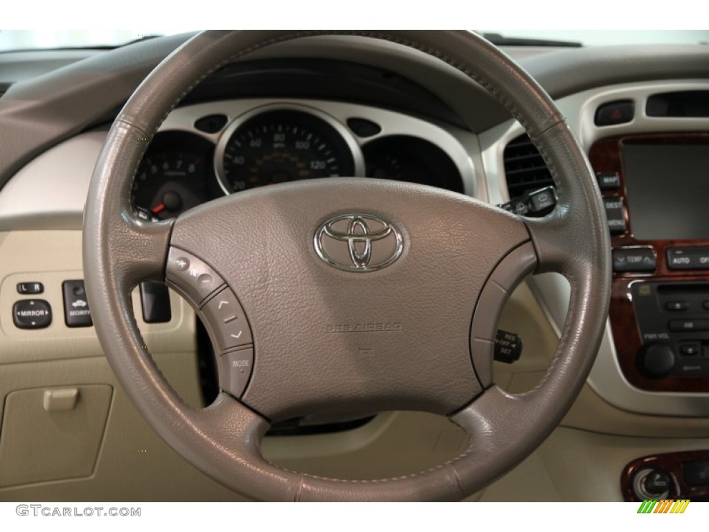 2004 Toyota Highlander Limited V6 4WD Ivory Steering Wheel Photo #86384400