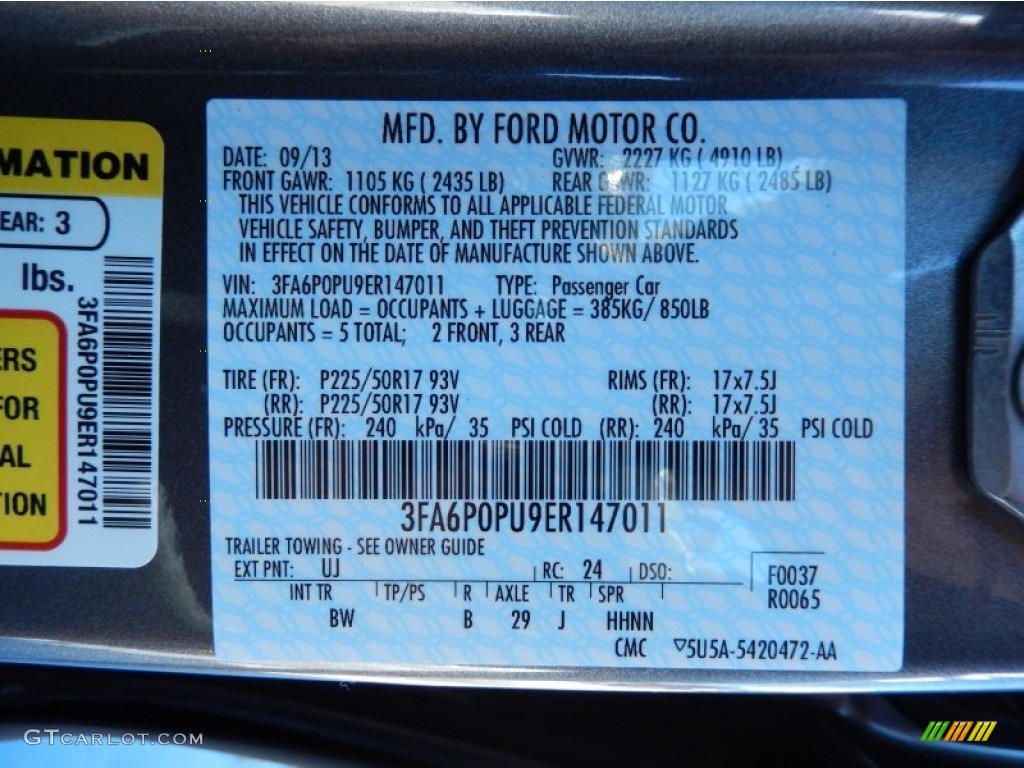 2014 Fusion Color Code UJ for Sterling Gray Photo #86385801