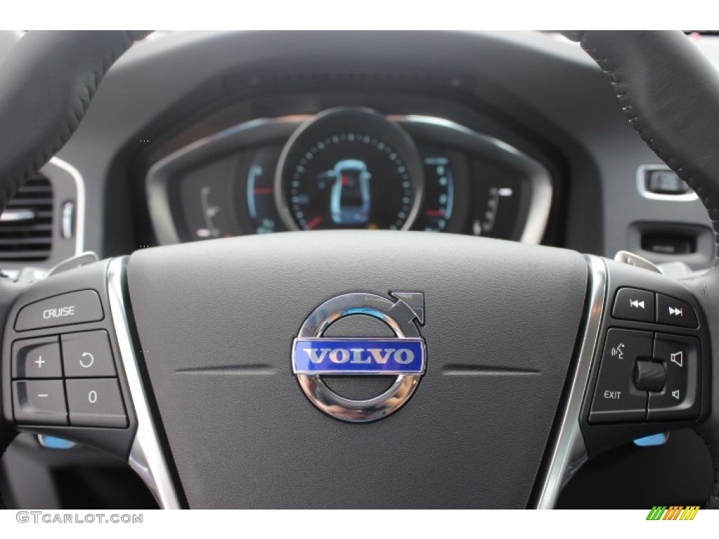 2014 Volvo S60 T6 AWD Steel Grey/Off Black Steering Wheel Photo #86385989