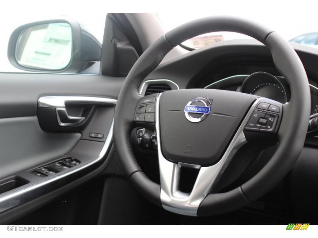 2014 Volvo S60 T6 AWD Steel Grey/Off Black Steering Wheel Photo #86386164