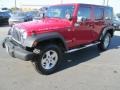 2007 Flame Red Jeep Wrangler Unlimited Rubicon 4x4  photo #3