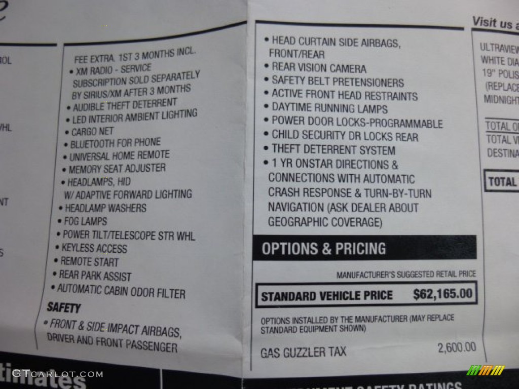 2011 Cadillac CTS -V Sedan Window Sticker Photo #86388405