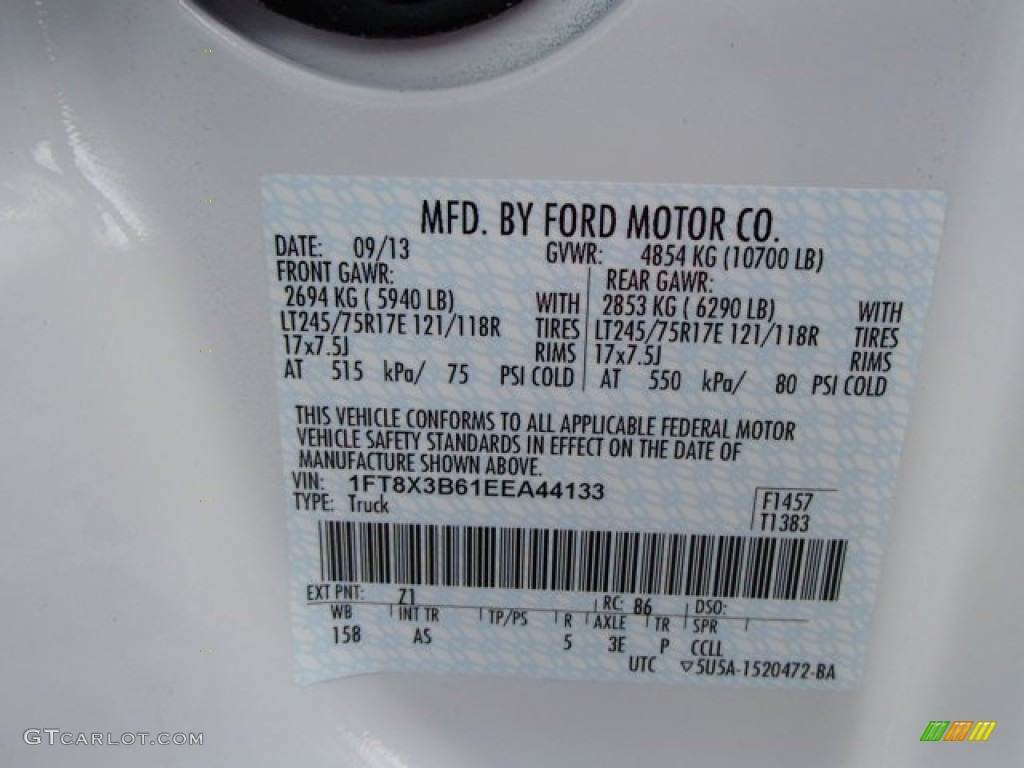 2014 Ford F350 Super Duty XL SuperCab 4x4 Color Code Photos