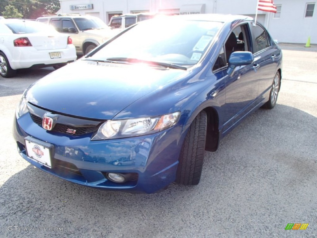 2009 Civic Si Sedan - Dyno Blue Pearl / Black photo #1