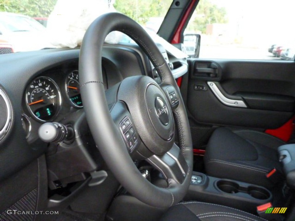 2014 Jeep Wrangler Sahara 4x4 Black Steering Wheel Photo #86391156