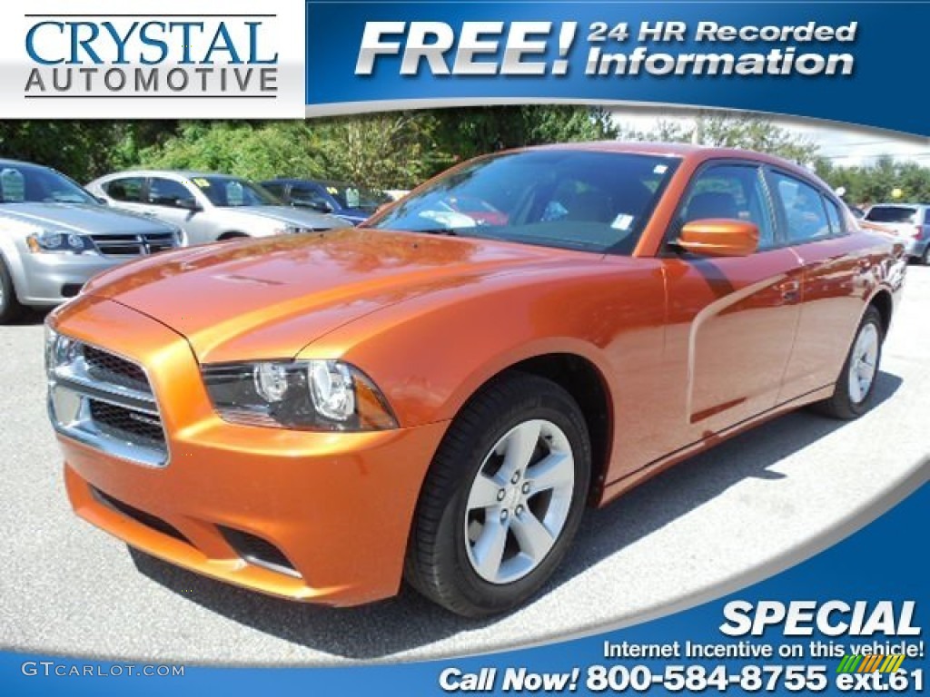 2011 Charger SE - Toxic Orange Pearl / Black/Light Frost Beige photo #1