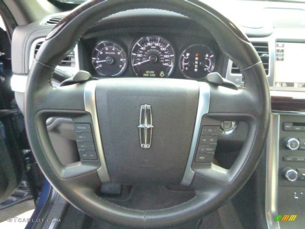 2012 Lincoln MKS AWD Charcoal Black Steering Wheel Photo #86395989