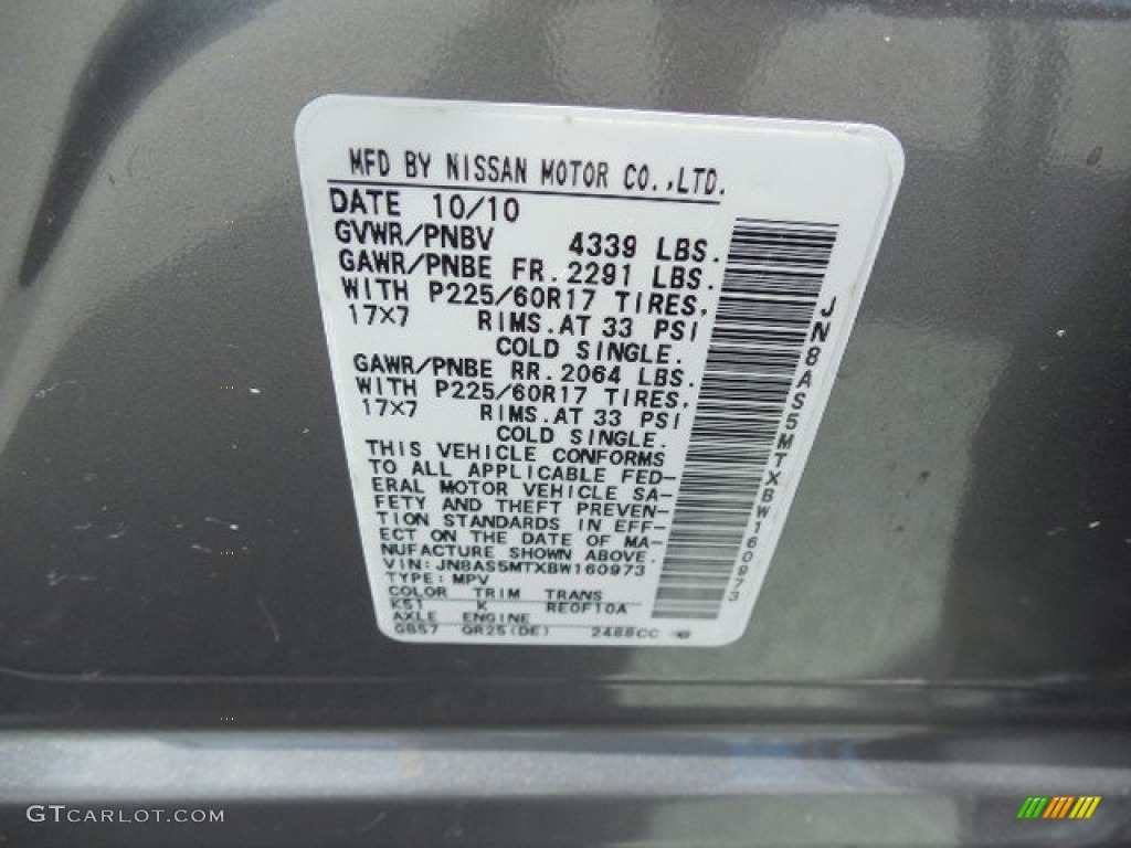 2011 Rogue SV - Platinum Graphite / Gray photo #23