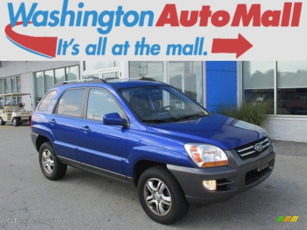 2008 Sportage LX V6 - Smart Blue Metallic / Black photo #1