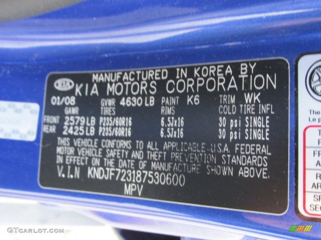 2008 Sportage LX V6 - Smart Blue Metallic / Black photo #19