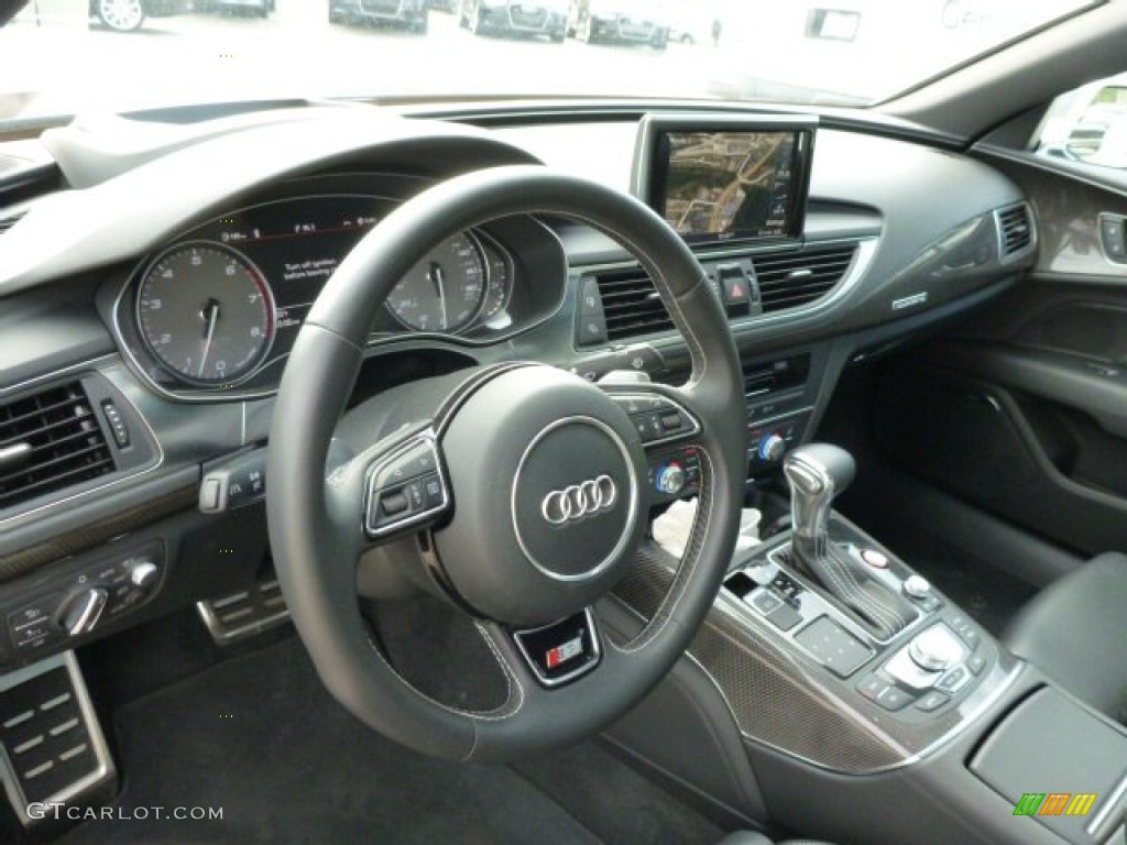 2013 Audi S7 4.0 TFSI quattro Black Valcona leather with diamond stitching Dashboard Photo #86403356