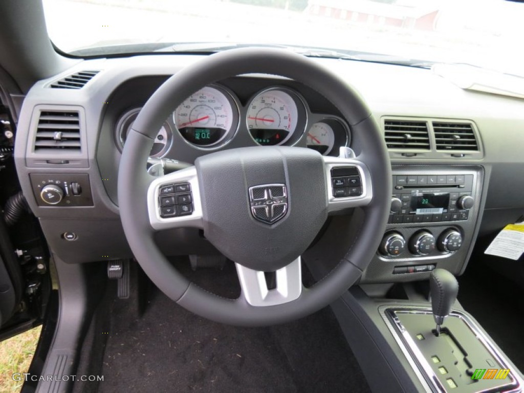 2014 Dodge Challenger R/T Blacktop Dark Slate Gray Steering Wheel Photo #86403896