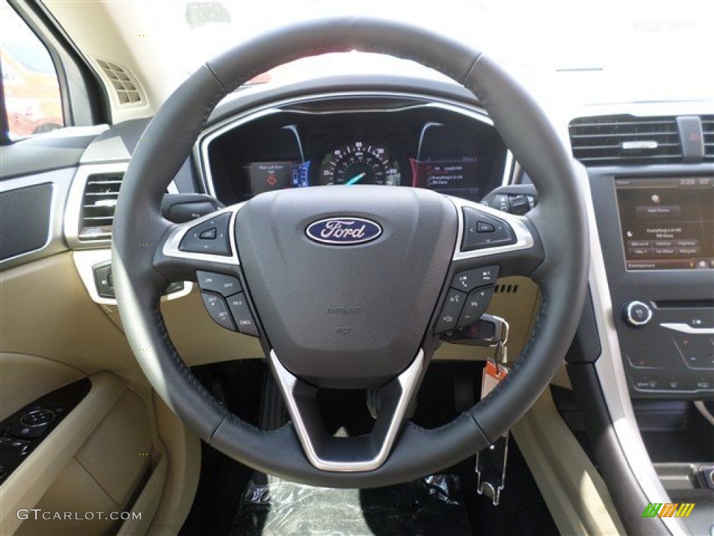 2014 Ford Fusion Energi SE Dune Steering Wheel Photo #86405936