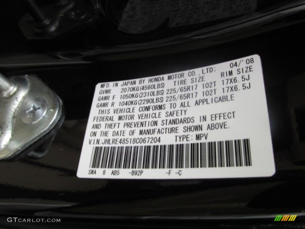 2008 CR-V EX 4WD - Nighthawk Black Pearl / Ivory photo #19