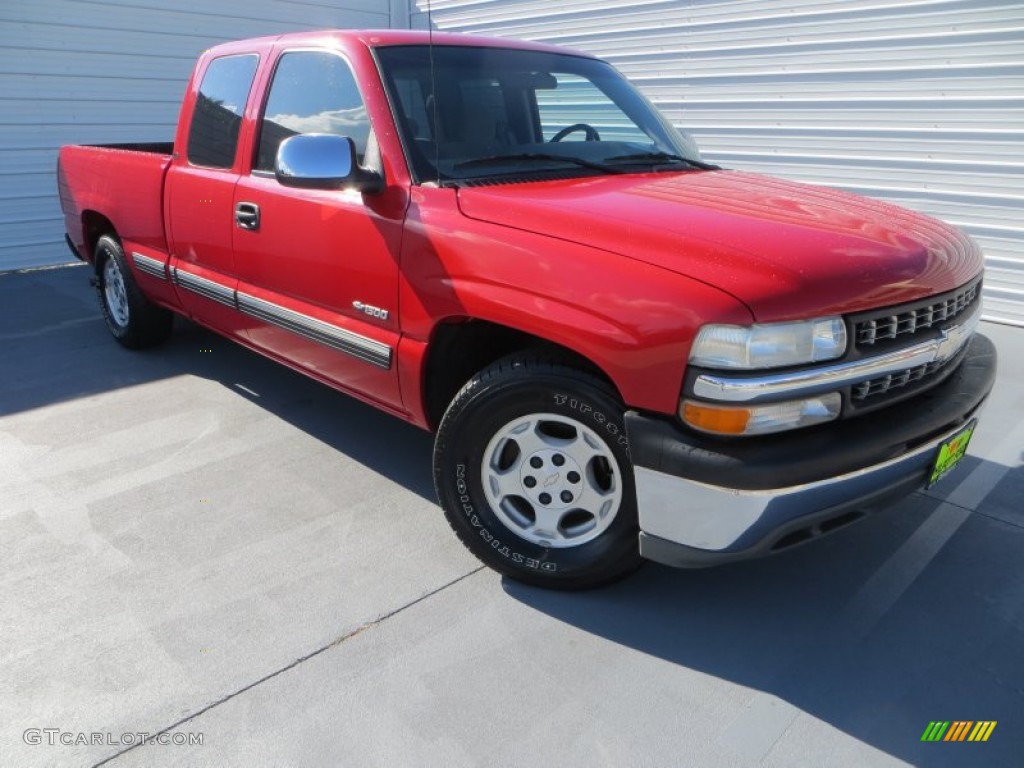 1999 Silverado 1500 LS Extended Cab - Victory Red / Graphite photo #2