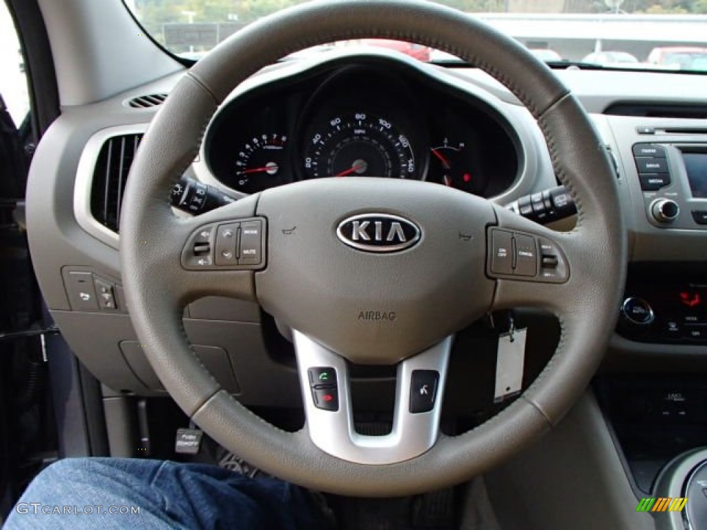 2012 Kia Sportage EX AWD Alpine Gray Steering Wheel Photo #86412566