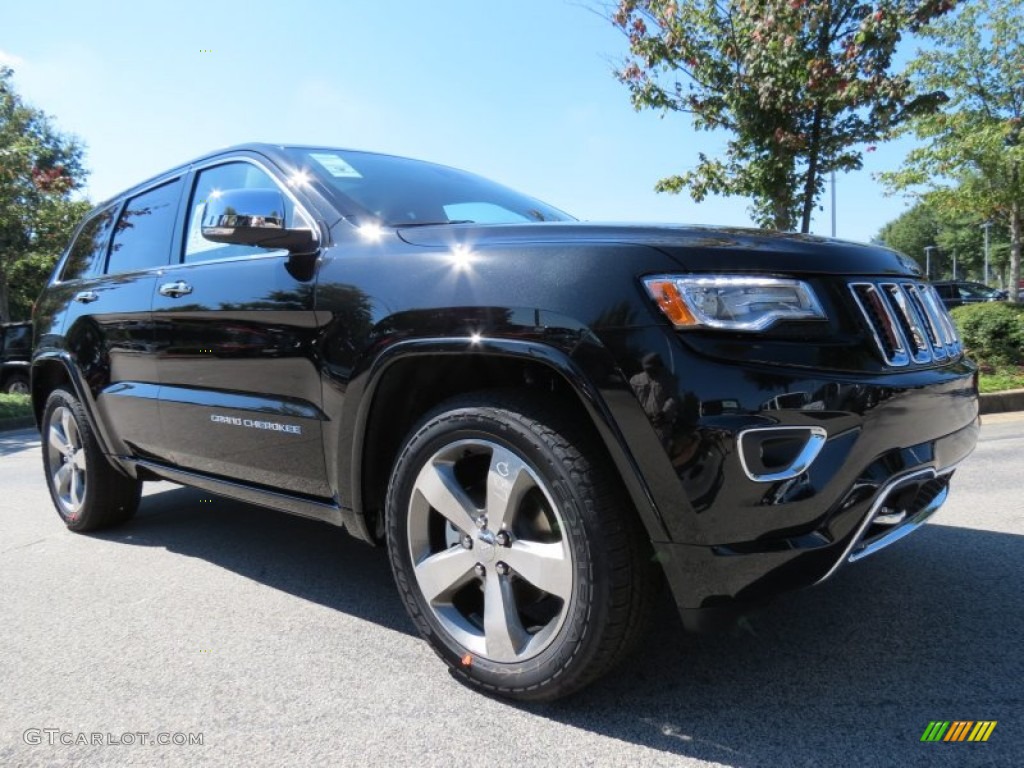 Brilliant Black Crystal Pearl 2014 Jeep Grand Cherokee Overland Exterior Photo #86415350