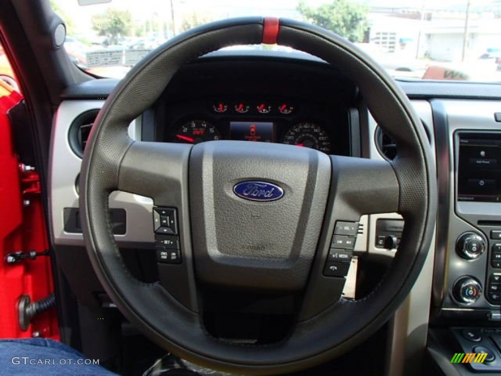 2013 Ford F150 SVT Raptor SuperCab 4x4 Black Steering Wheel Photo #86418143