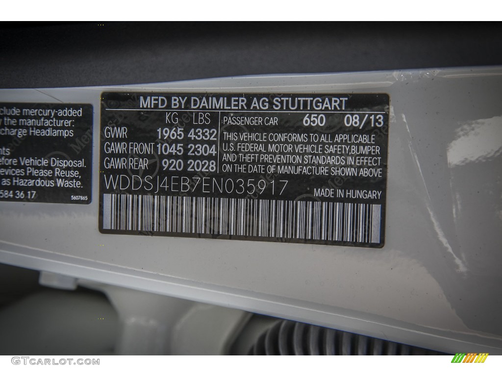 2014 CLA Color Code 650 for Cirrus White Photo #86421701