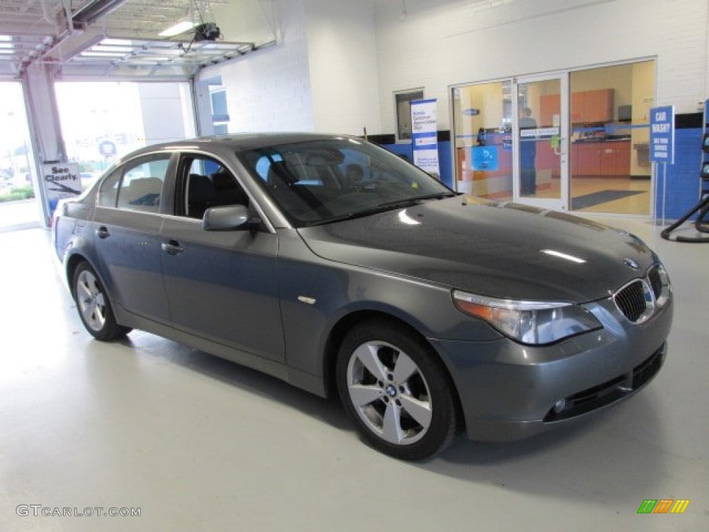 2007 5 Series 525xi Sedan - Amethyst Grey Metallic / Black photo #6