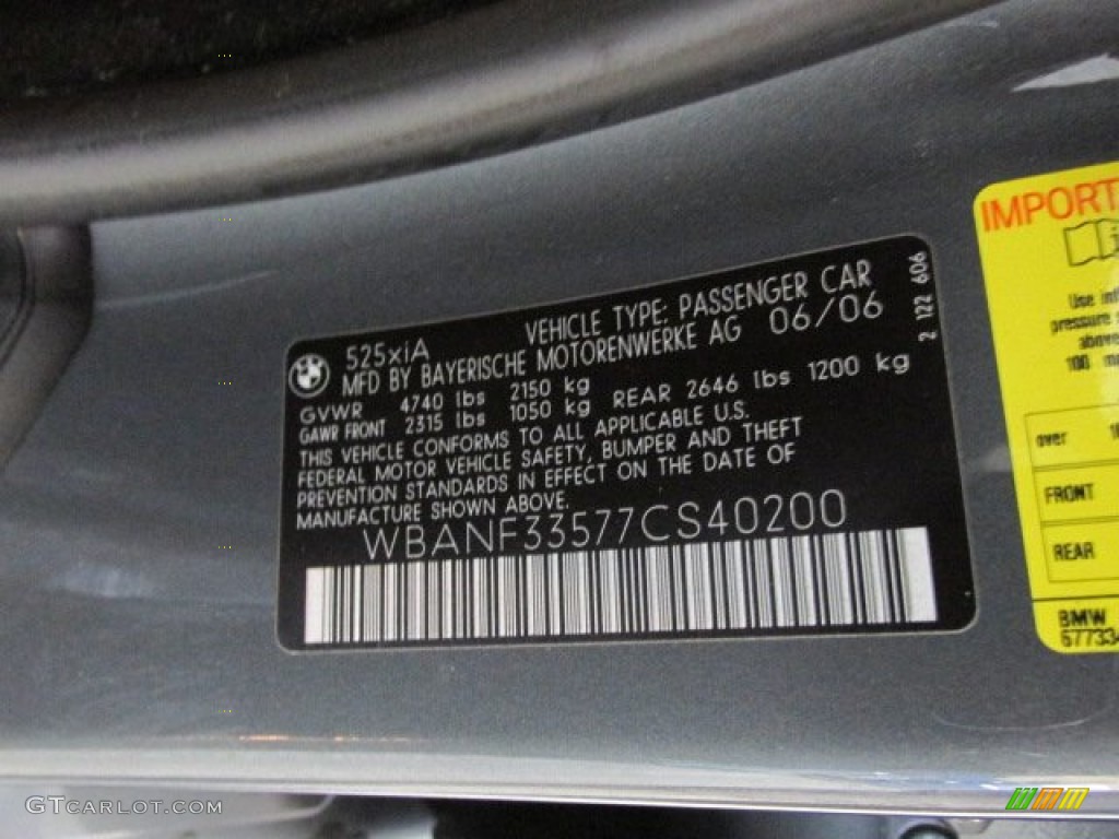 2007 5 Series 525xi Sedan - Amethyst Grey Metallic / Black photo #14