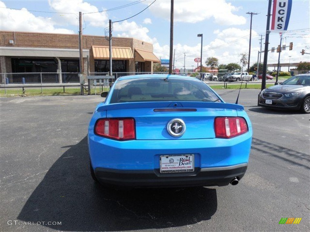 2010 Mustang V6 Premium Coupe - Grabber Blue / Stone photo #6