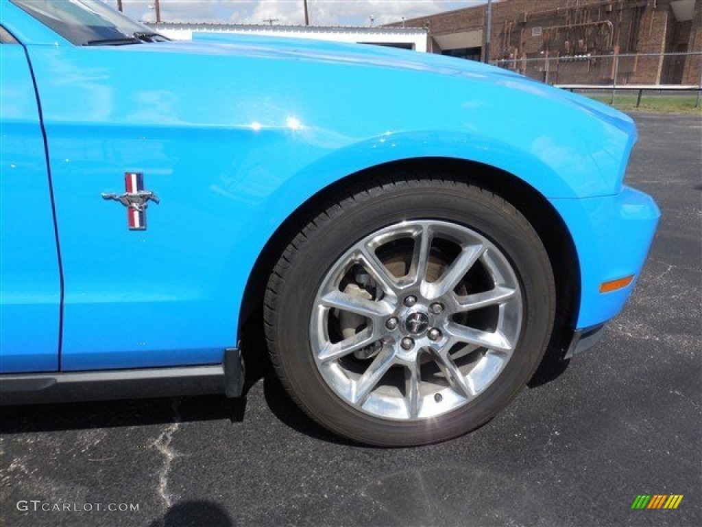2010 Mustang V6 Premium Coupe - Grabber Blue / Stone photo #8