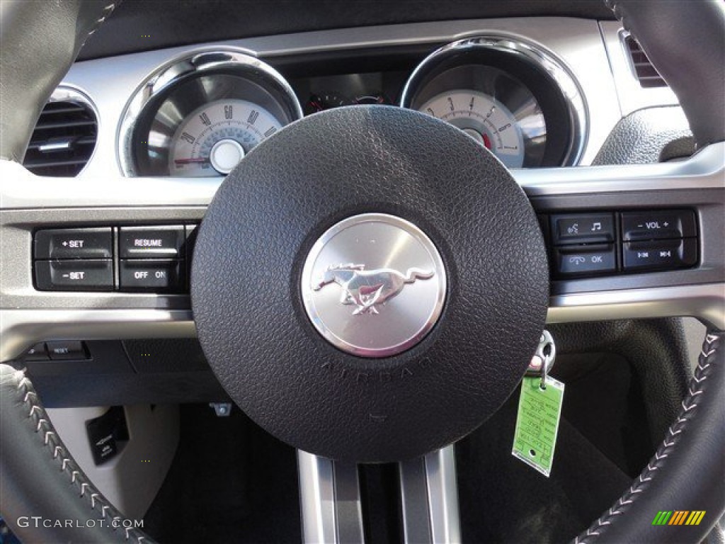 2010 Mustang V6 Premium Coupe - Grabber Blue / Stone photo #15