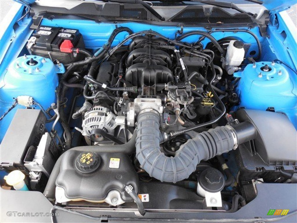 2010 Mustang V6 Premium Coupe - Grabber Blue / Stone photo #21