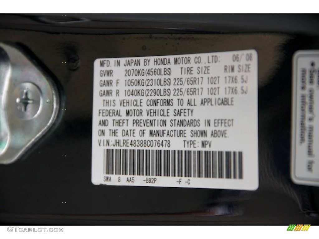 2008 CR-V LX 4WD - Nighthawk Black Pearl / Ivory photo #33